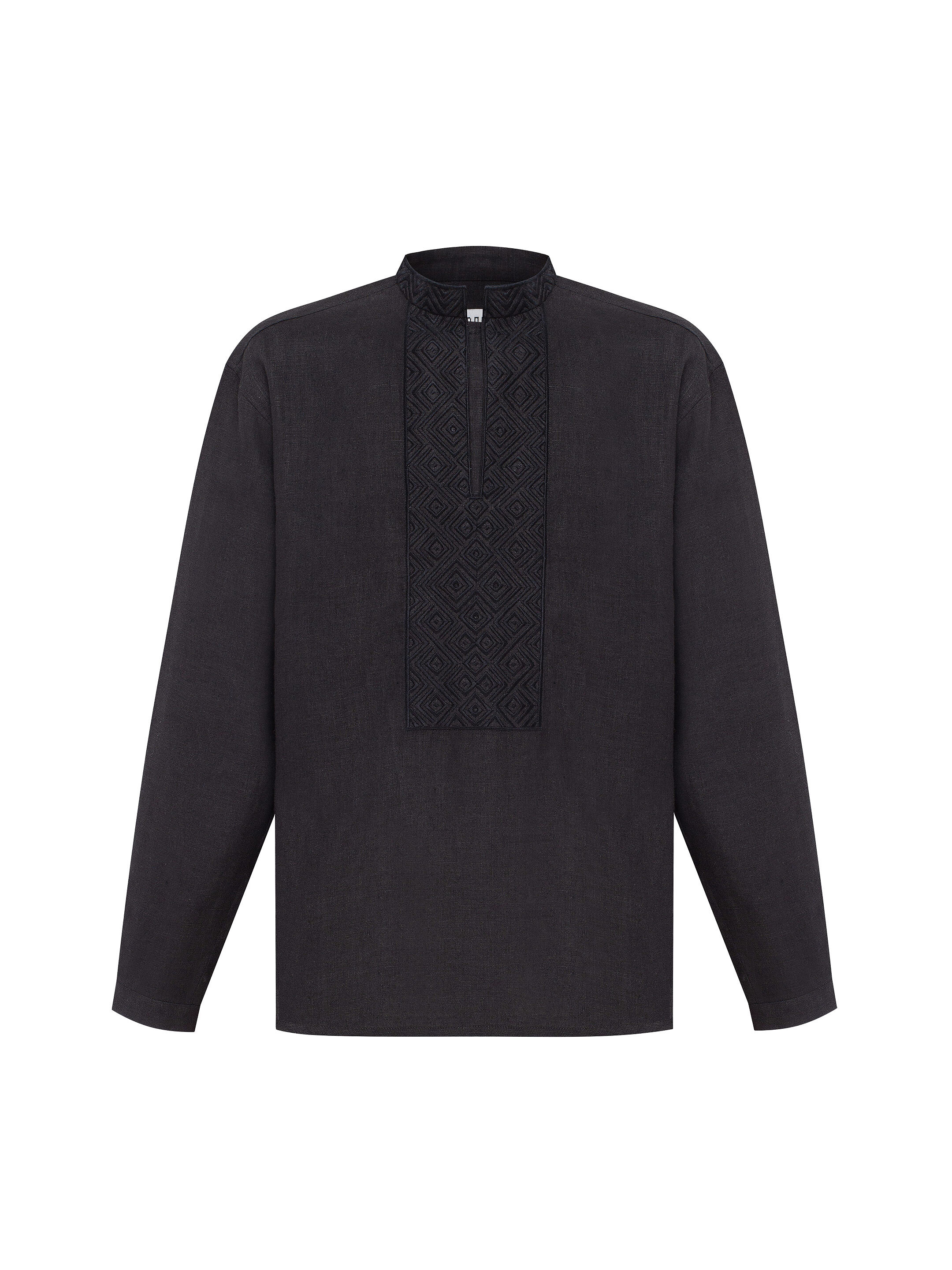 Men's one color black embroidered shirt Apollo Black fitting