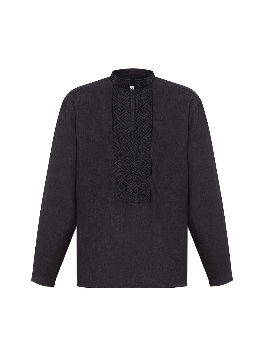 Men's one color black embroidered shirt Apollo Black [0]