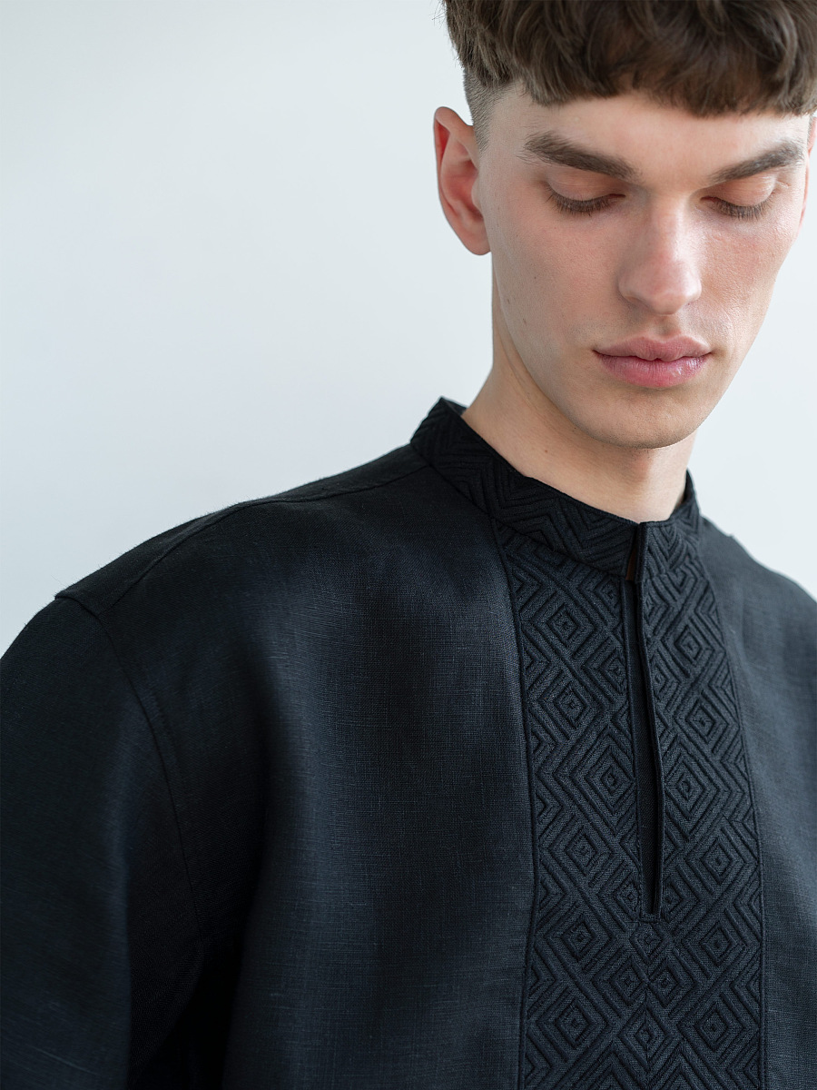 Men's one color black embroidered shirt Apollo Black [0]