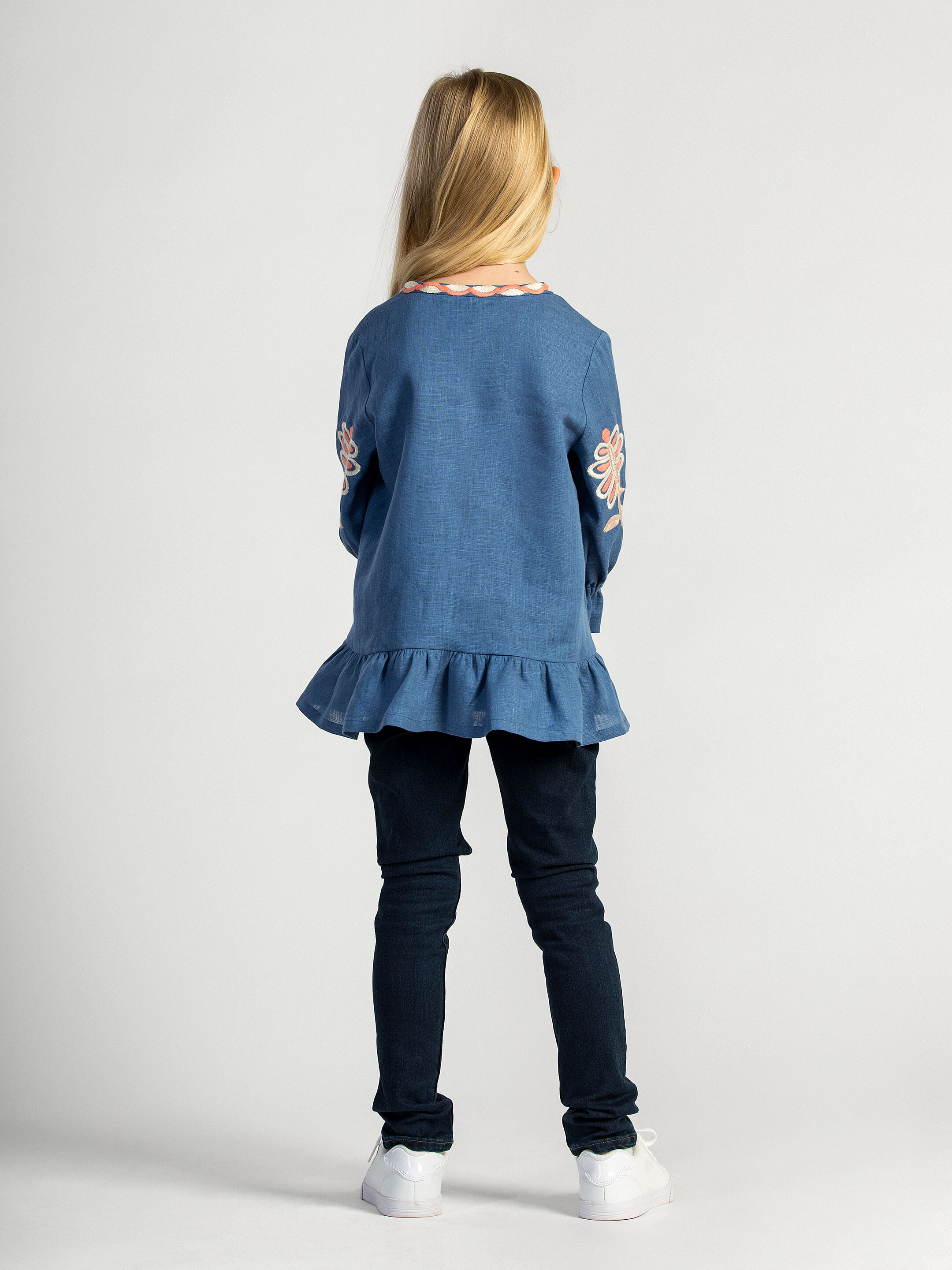 Embroidered shirt for girls Blue butterfly ціна