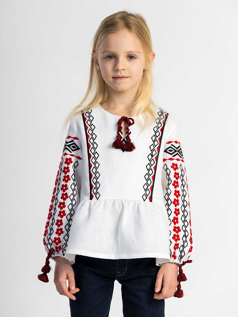 Embroidered shirt for girls White Sakura [0]