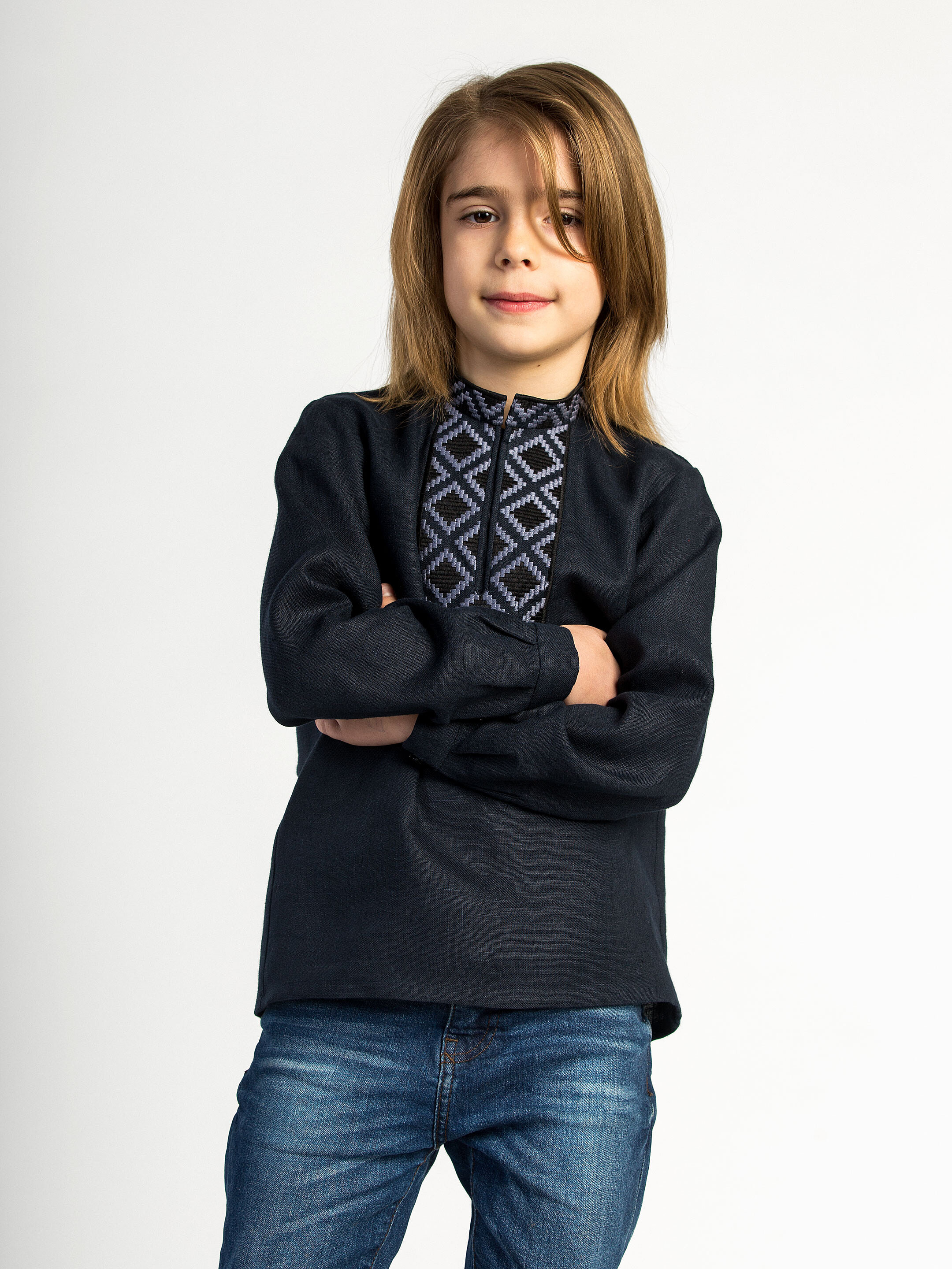 Boy`s embroidered shirt STAR dark blue Buy