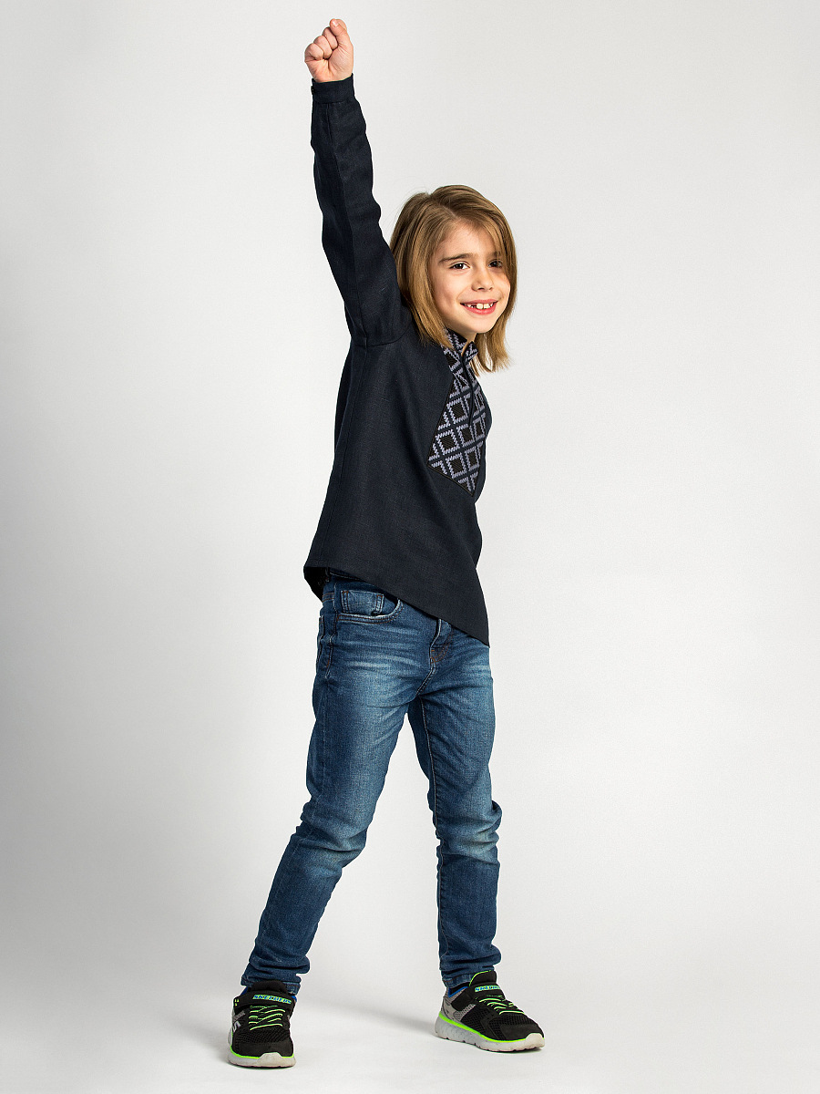 Boy`s embroidered shirt STAR dark blue [0]