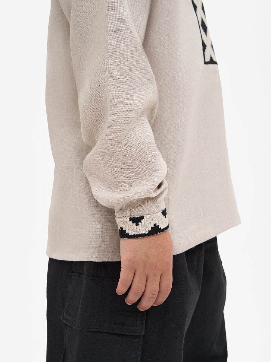 Boy`s embroidered shirt STAR beige [0]