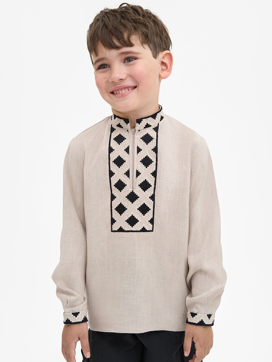Boy`s embroidered shirt STAR beige [0]