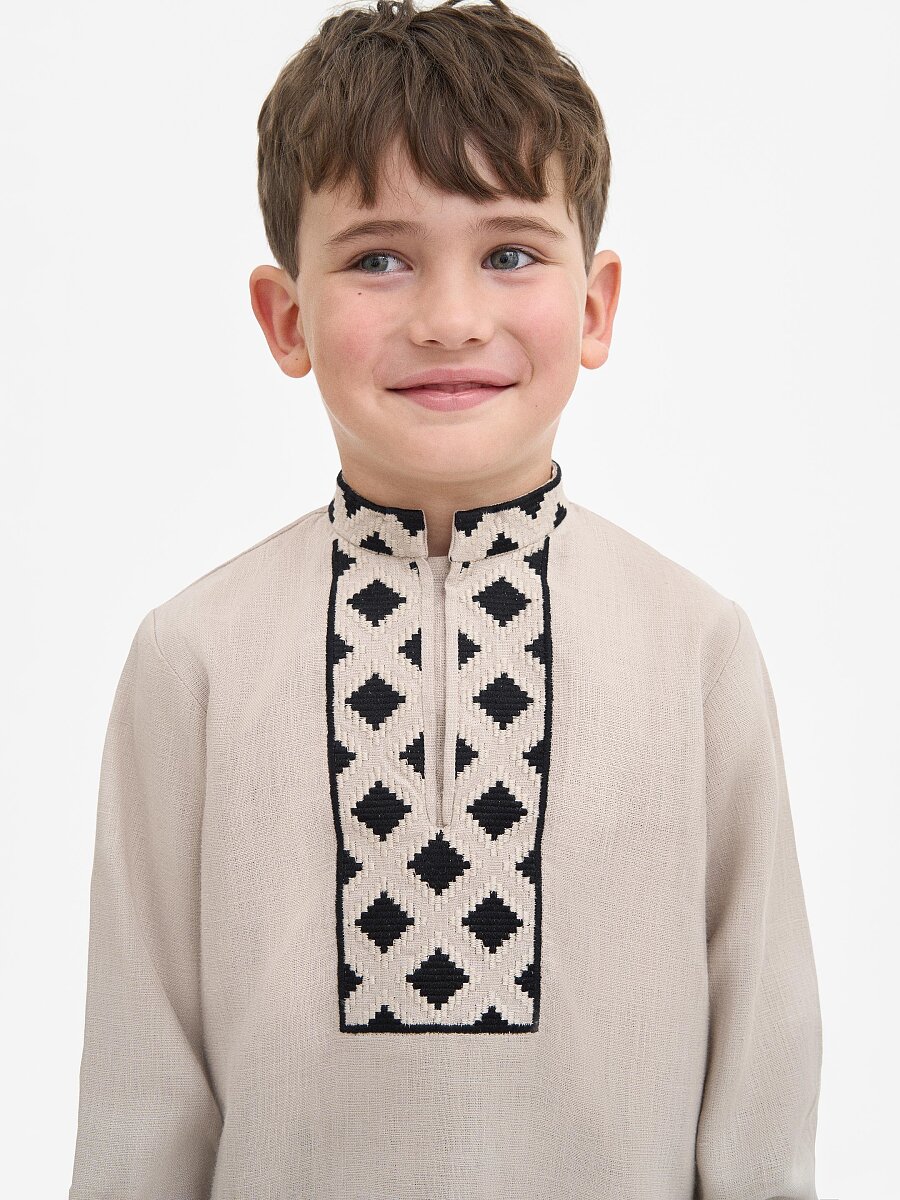 Boy`s embroidered shirt STAR beige [0]