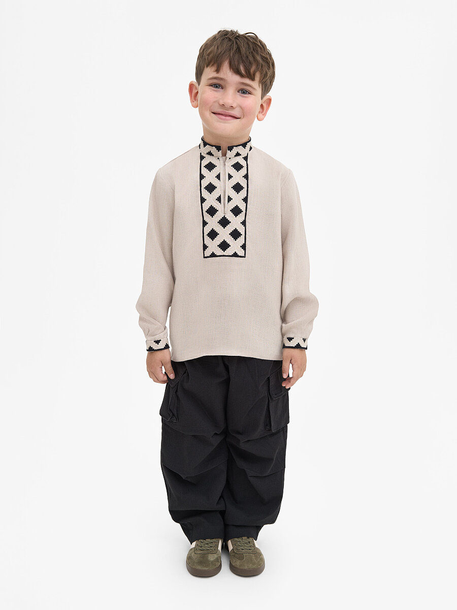 Boy`s embroidered shirt STAR beige [0]