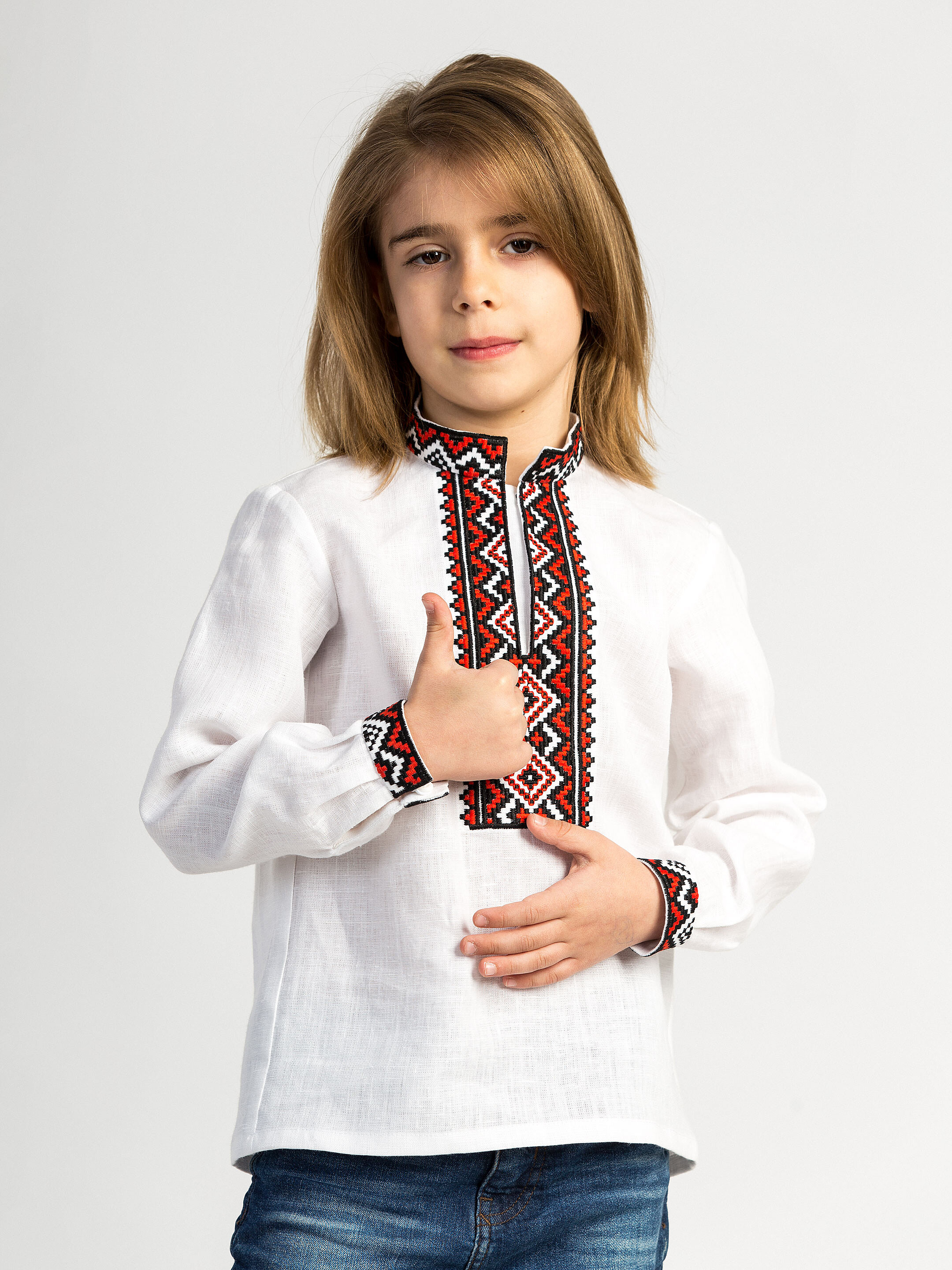 Boy`s embroidered shirt STAR red ціна