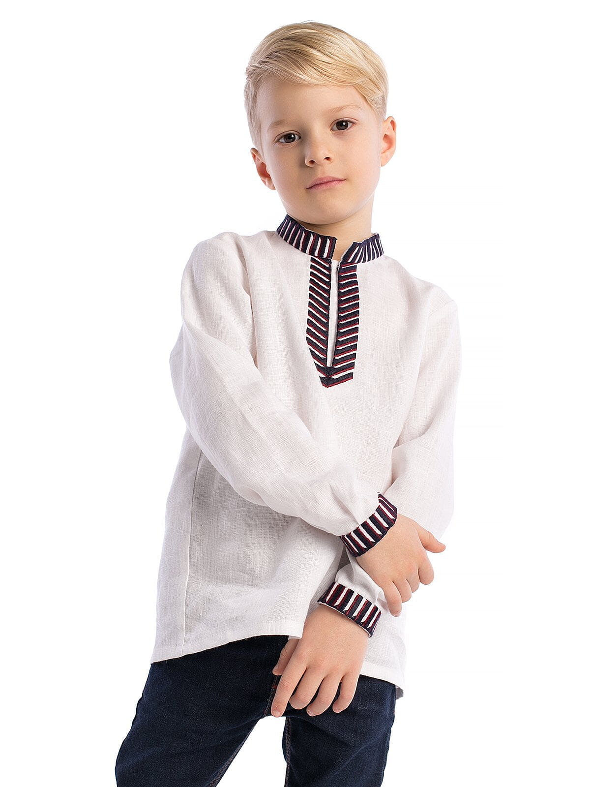 Boys embroidered shirt White Sparrow in Ukraine