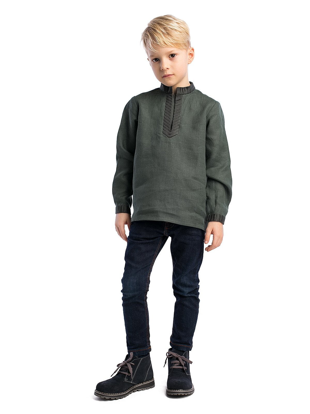 Boys embroidered shirt Green Sparrow in Ukraine