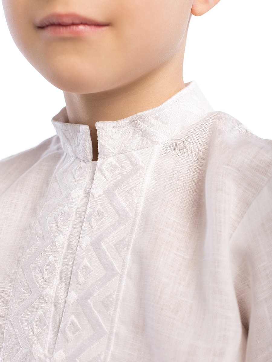 Boy`s embroidered shirt Zig-Zag White [0]