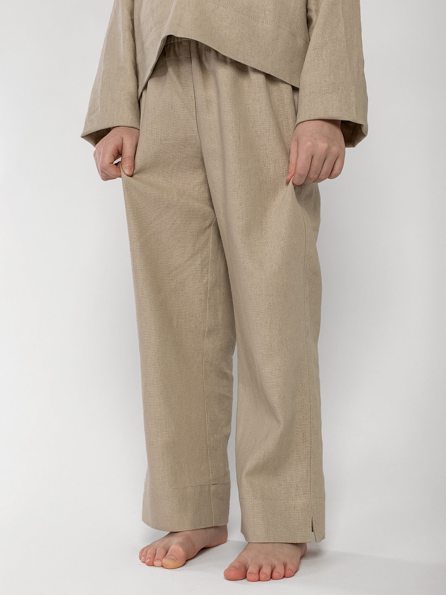 Linen Pajamas for the girl  Dobby Beige [0]