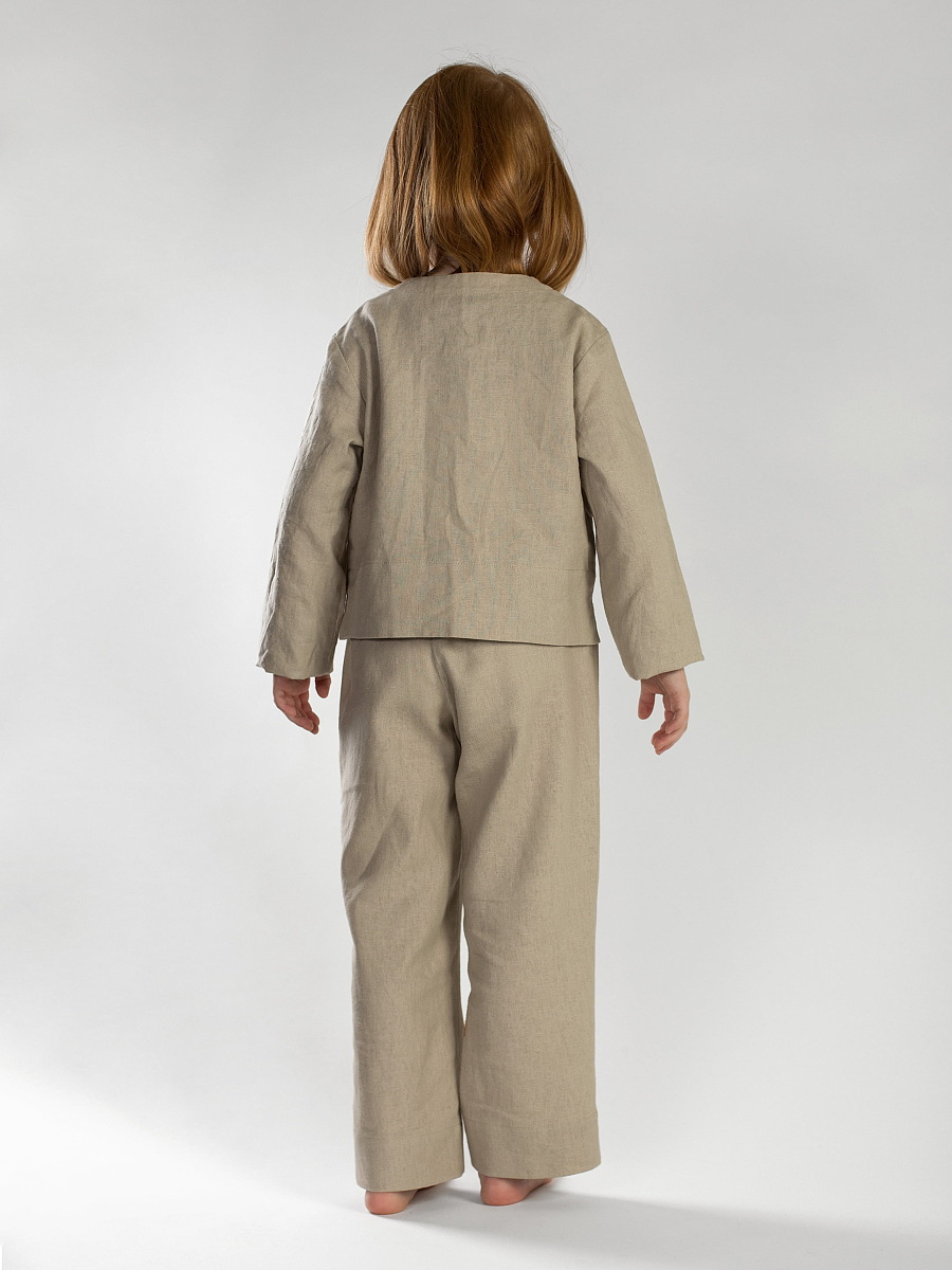 Linen Pajamas for the girl  Dobby Beige [0]
