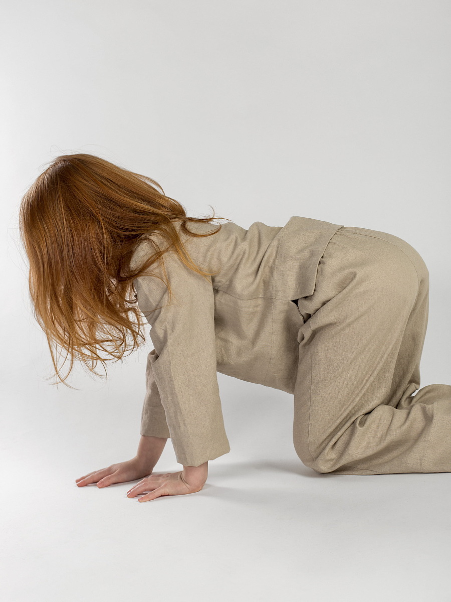 Linen Pajamas for the girl  Dobby Beige [0]