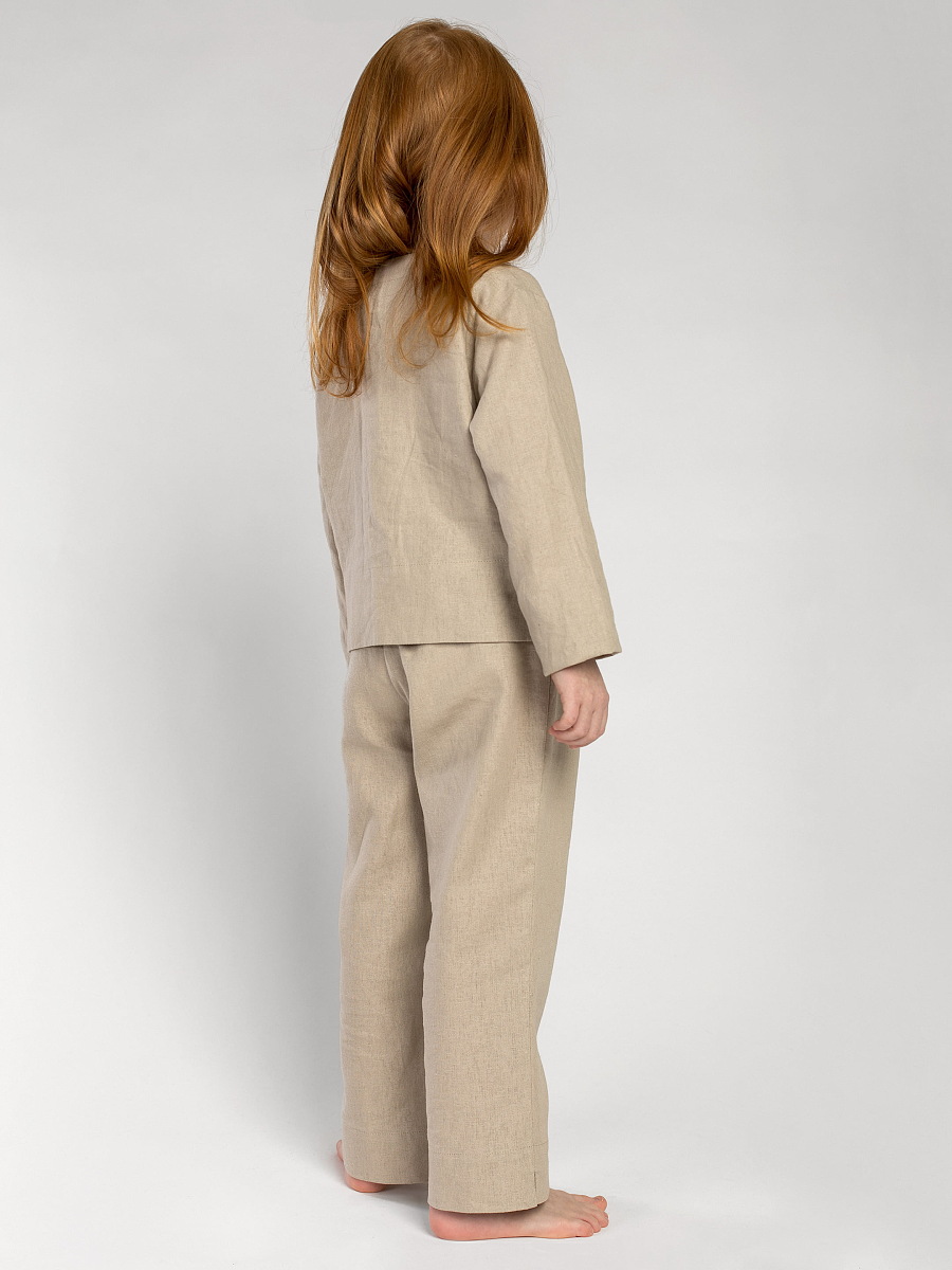 Linen Pajamas for the girl  Dobby Beige [0]