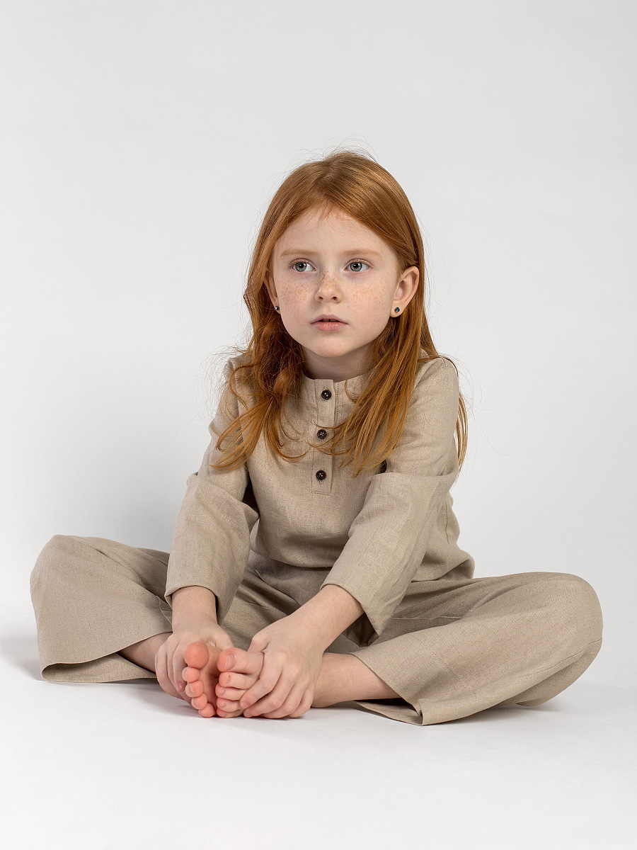 Linen Pajamas for the girl Dobby Peach buy in Kyiv, price — Etnodim