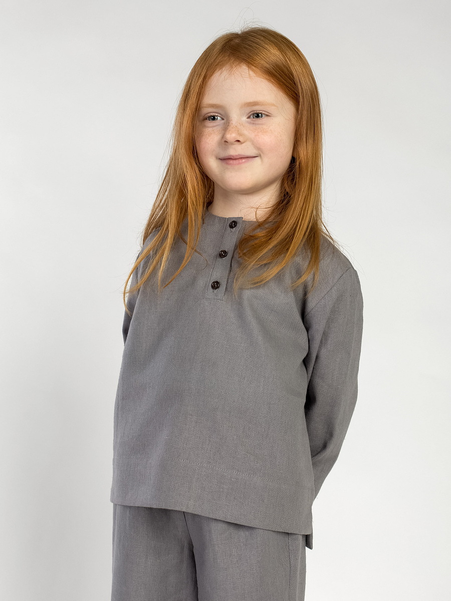 Linen Pajamas for the girl Dobby Grey [0]