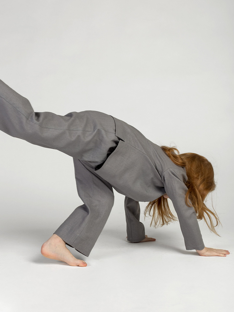 Linen Pajamas for the girl Dobby Grey [0]