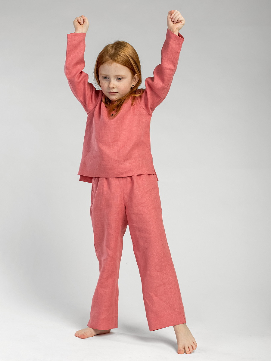 Linen Pajamas for the girl  Dobby Peach [0]