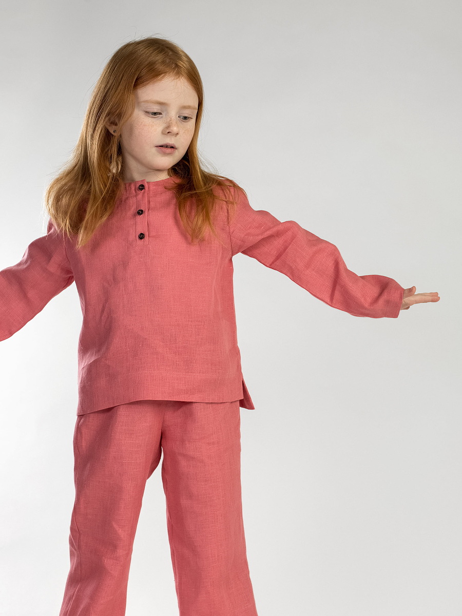 Linen Pajamas for the girl  Dobby Peach [0]