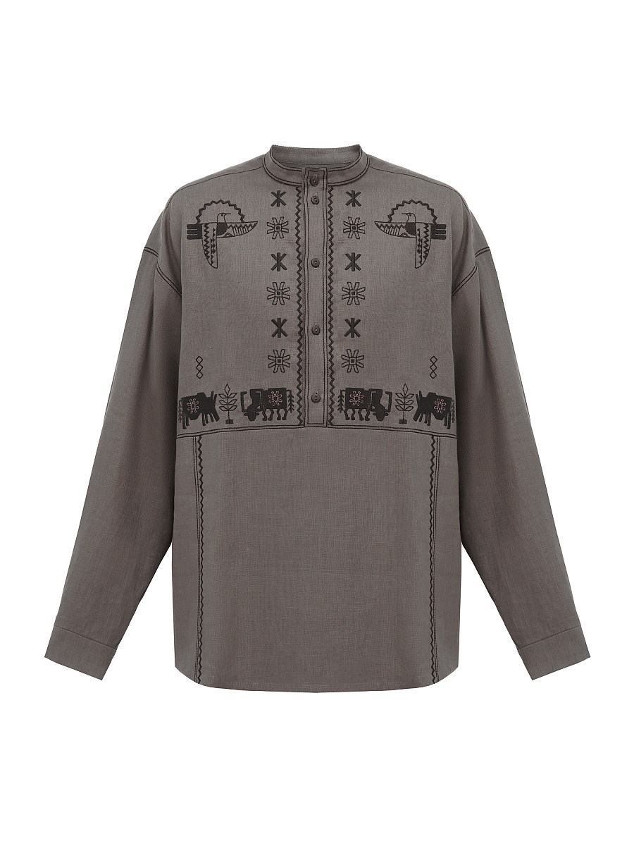 Men's linen shirt with embroidery Adam Brown [0]