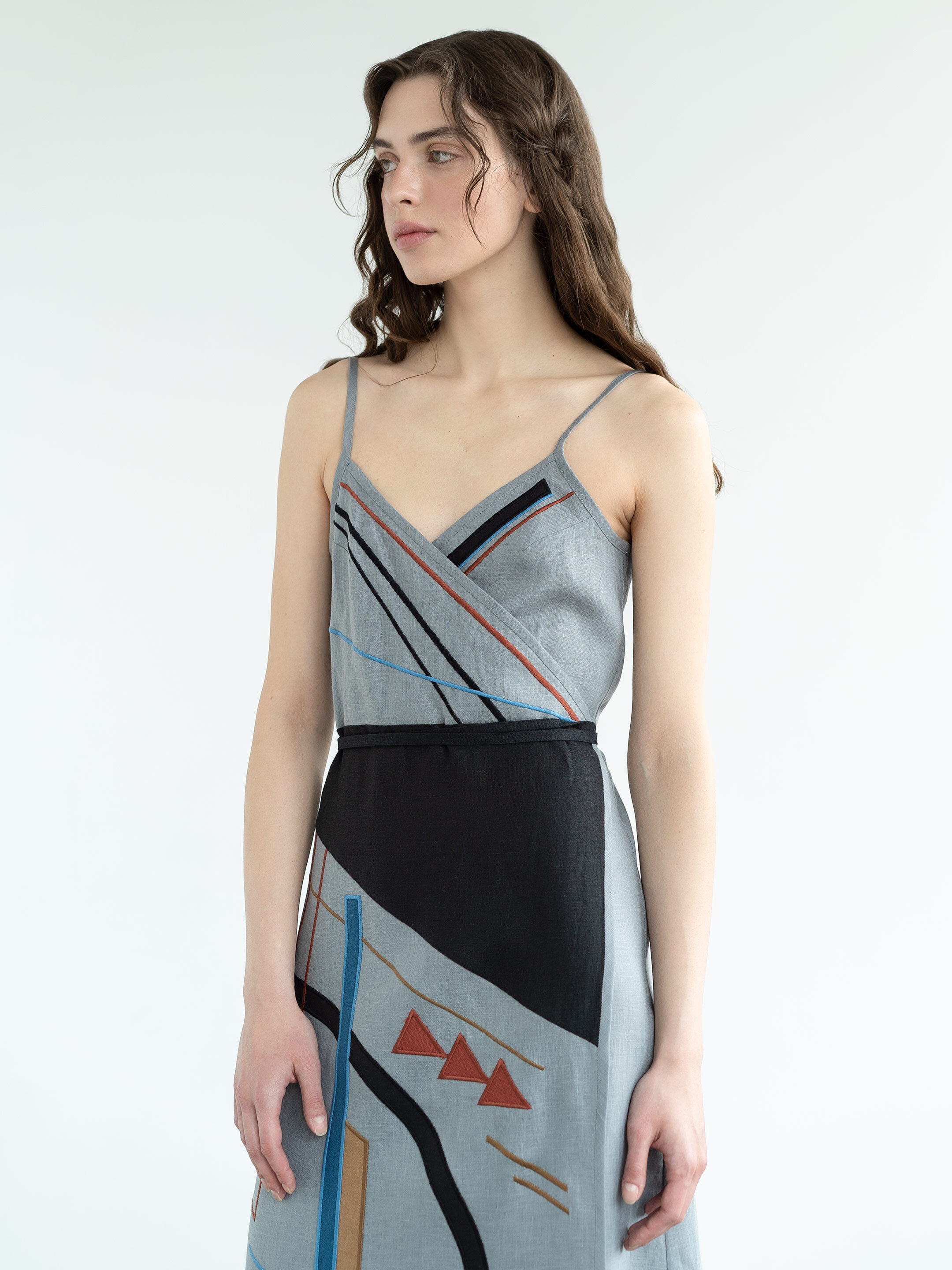 Linen sundress with applique and embroidery Malevych order