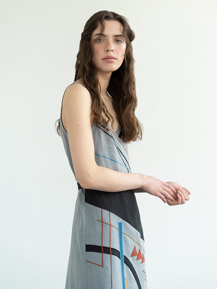 Linen sundress with applique and embroidery Malevych [0]