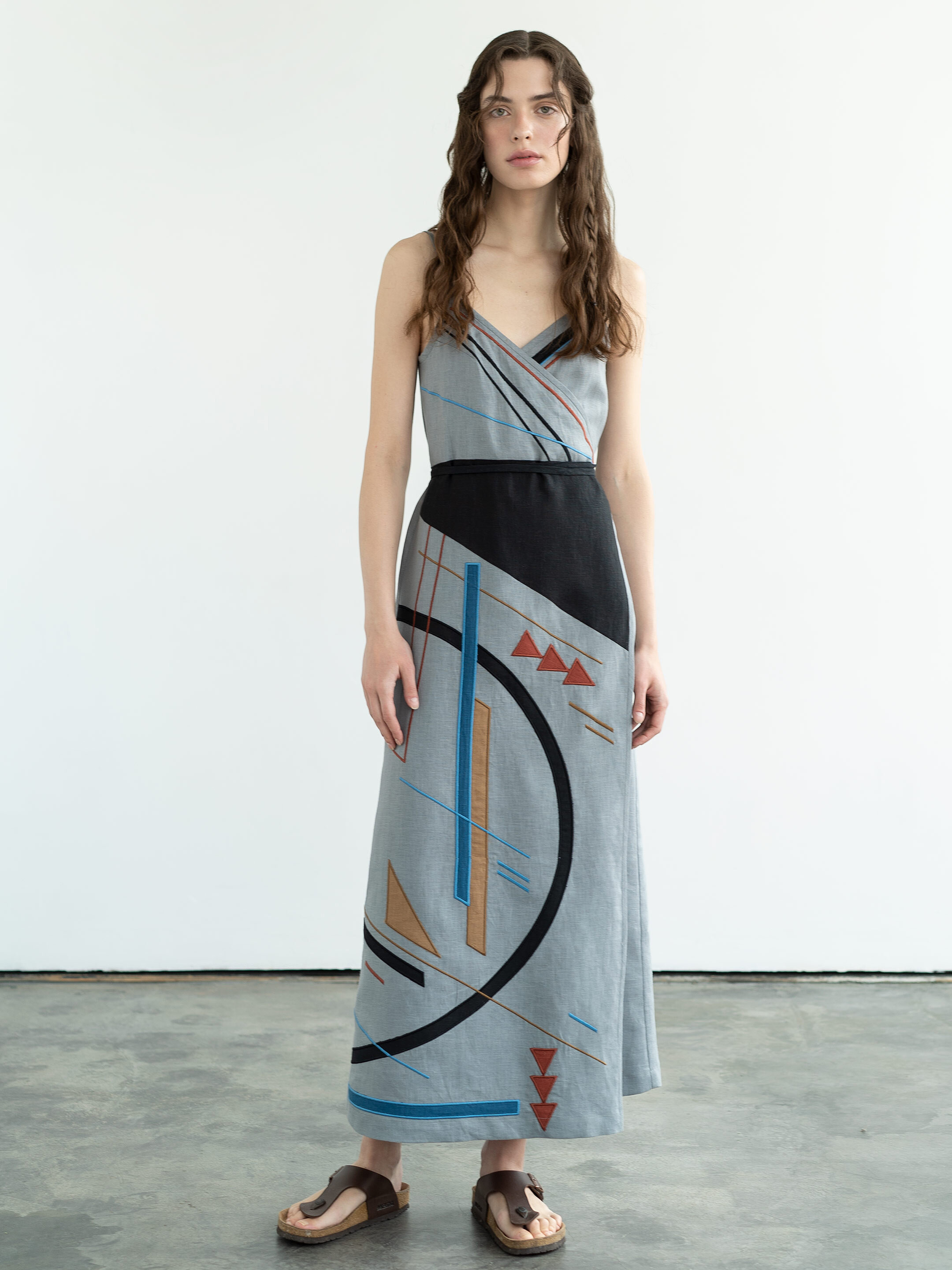 Linen sundress with applique and embroidery Malevych Buy