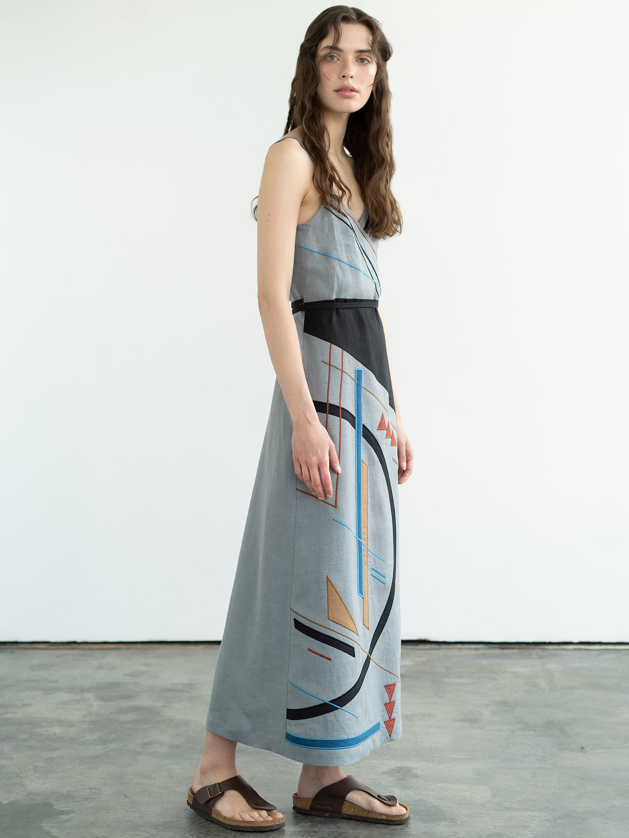 Linen sundress with applique and embroidery Malevych choose