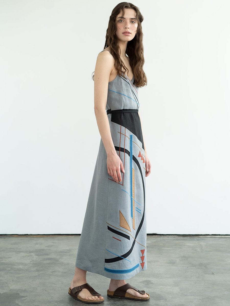Linen sundress with applique and embroidery Malevych [0]