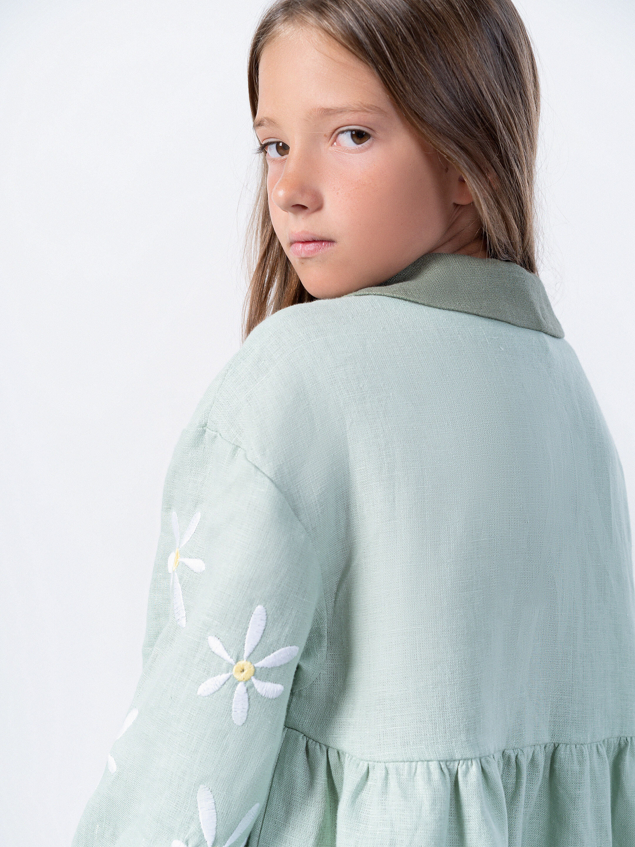 Embroidered linen turquoise color dress Kolo Day ціна