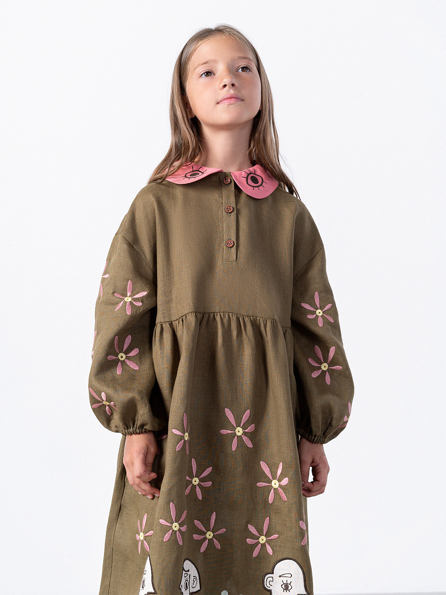 Embroidered linen dress Kolo Night [0]
