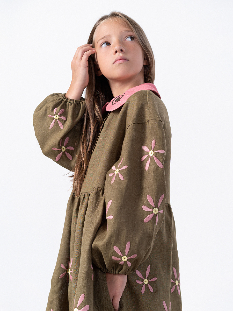 Embroidered linen dress Kolo Night [0]