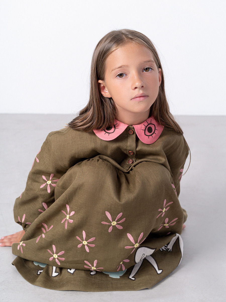 Embroidered linen dress Kolo Night [0]