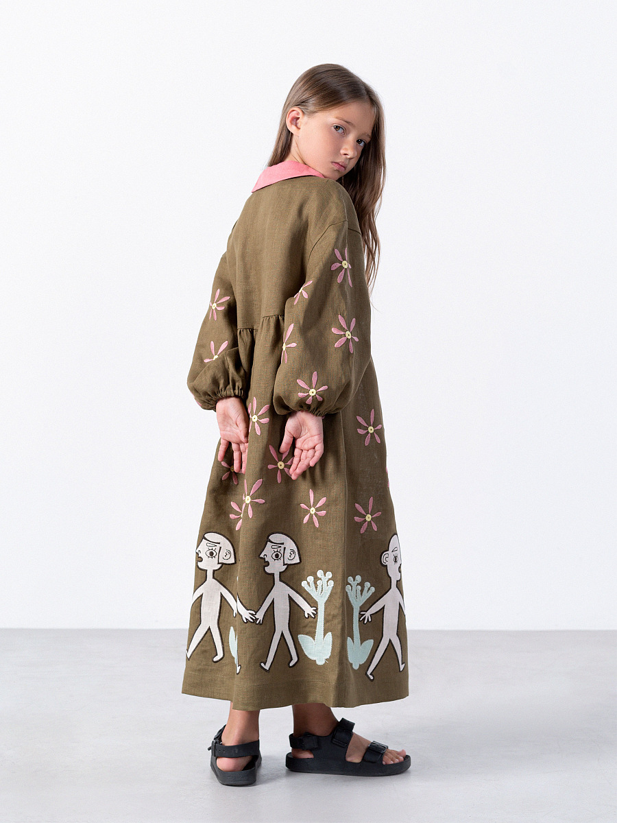 Embroidered linen dress Kolo Night [0]
