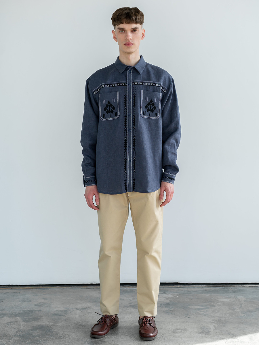 Men`s embroidered shirt in blue color "Saenko" [0]