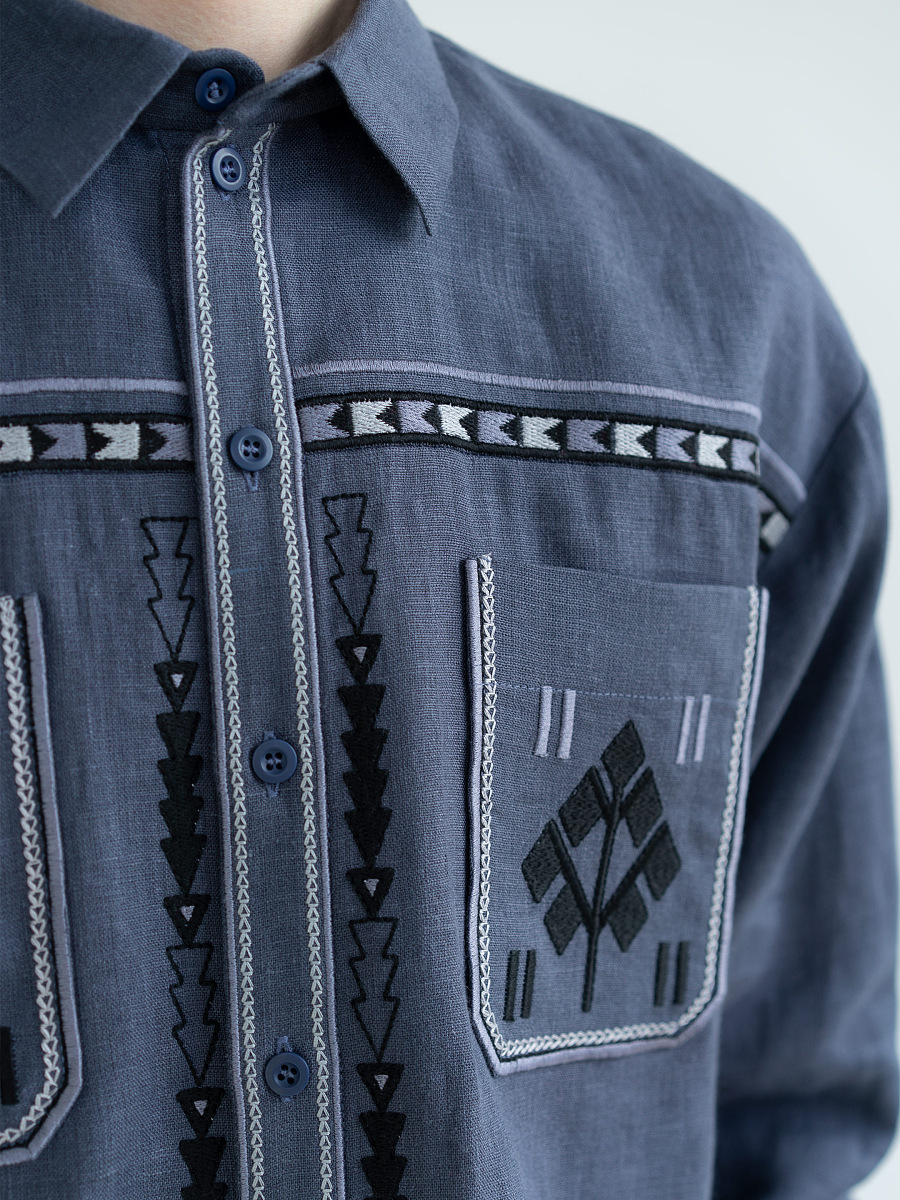 Men`s embroidered shirt in blue color "Saenko" [0]