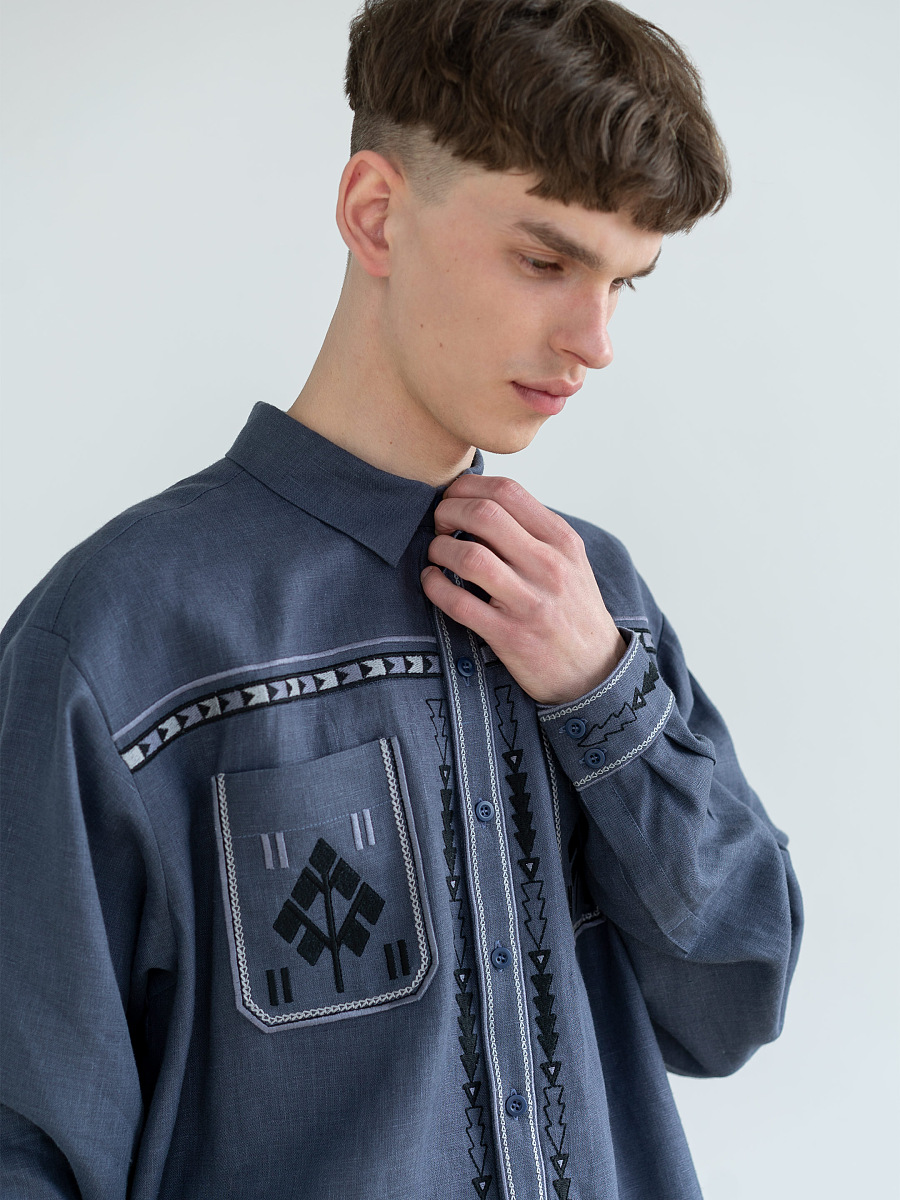 Men`s embroidered shirt in blue color "Saenko" [0]