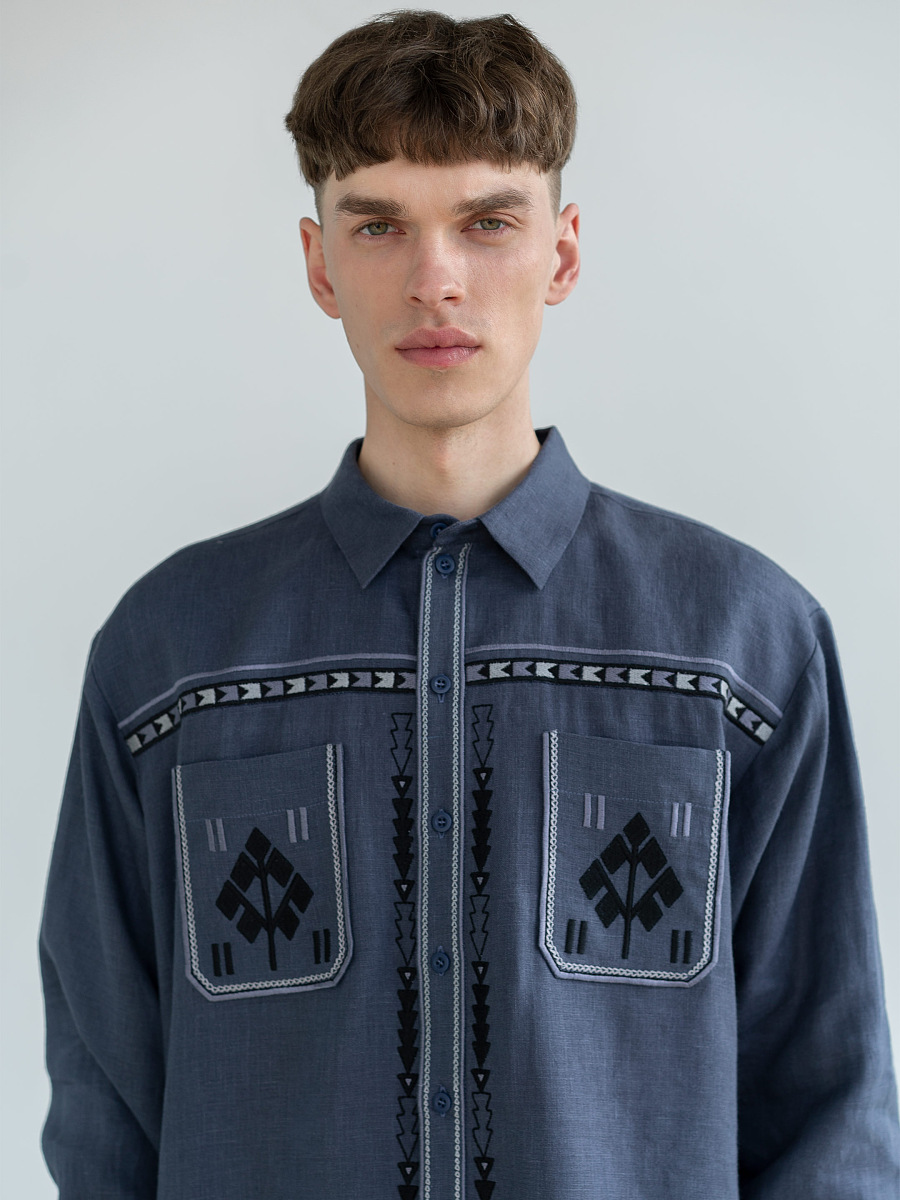 Men`s embroidered shirt in blue color "Saenko" [0]