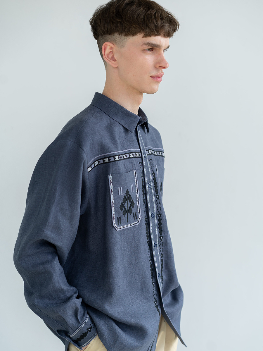 Men`s embroidered shirt in blue color "Saenko" [0]