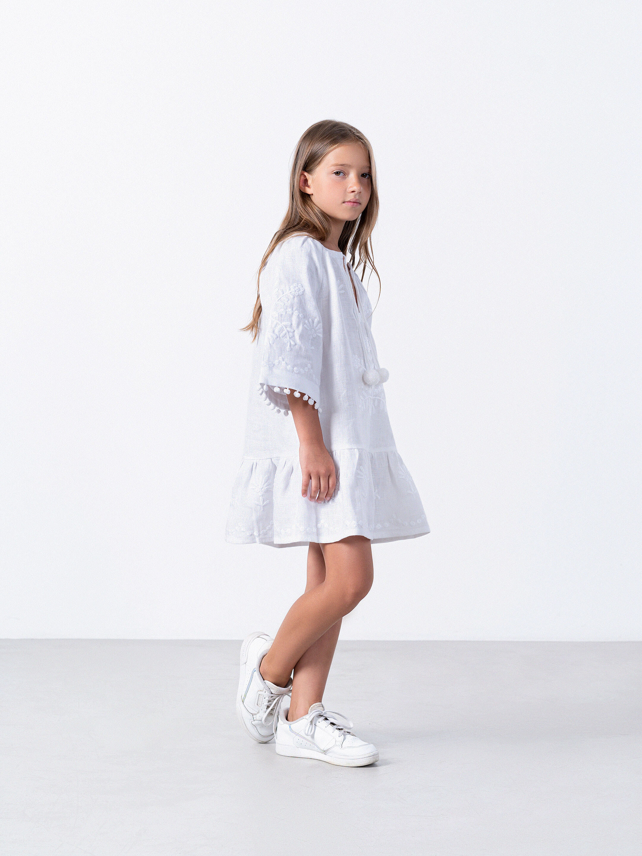 Embroidered linen white color dress Lavyna choose