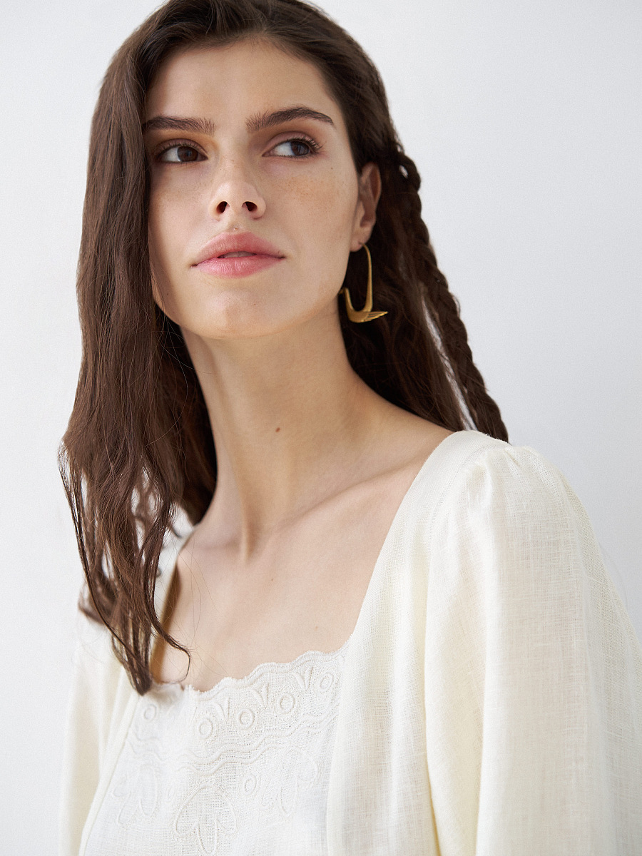 Beige linen dress with embroidery Nizhnist [0]