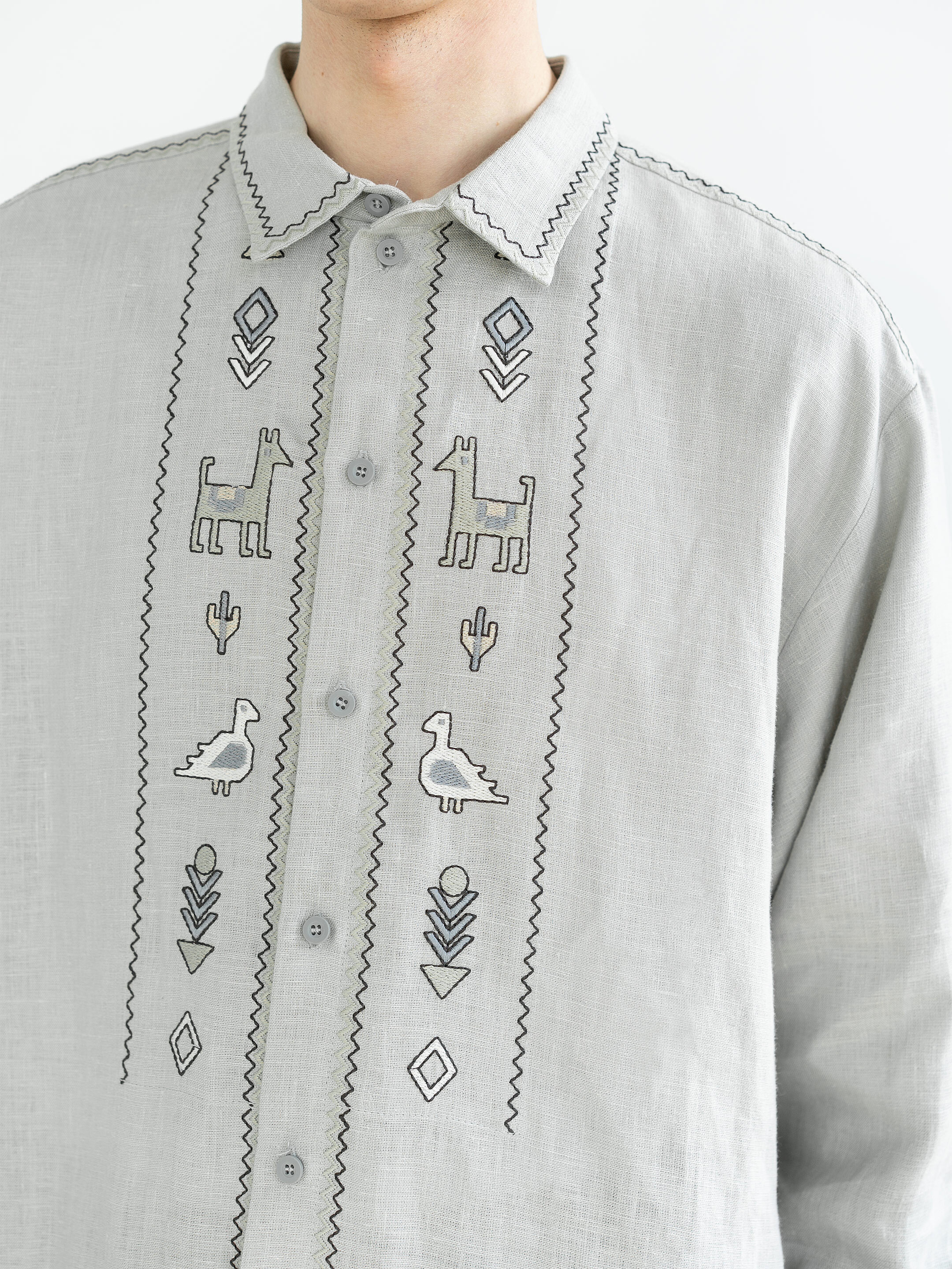 Linen button-down shirt with embroidery Pastukh photo
