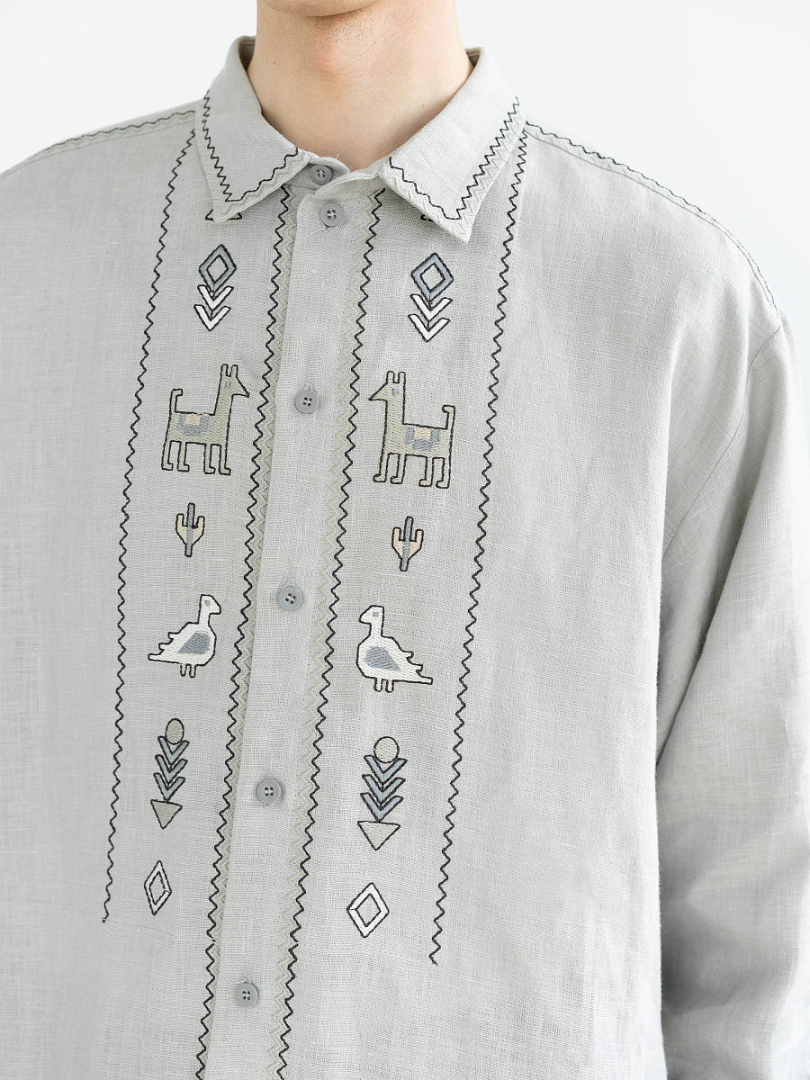 Linen button-down shirt with embroidery Shepherd [0]