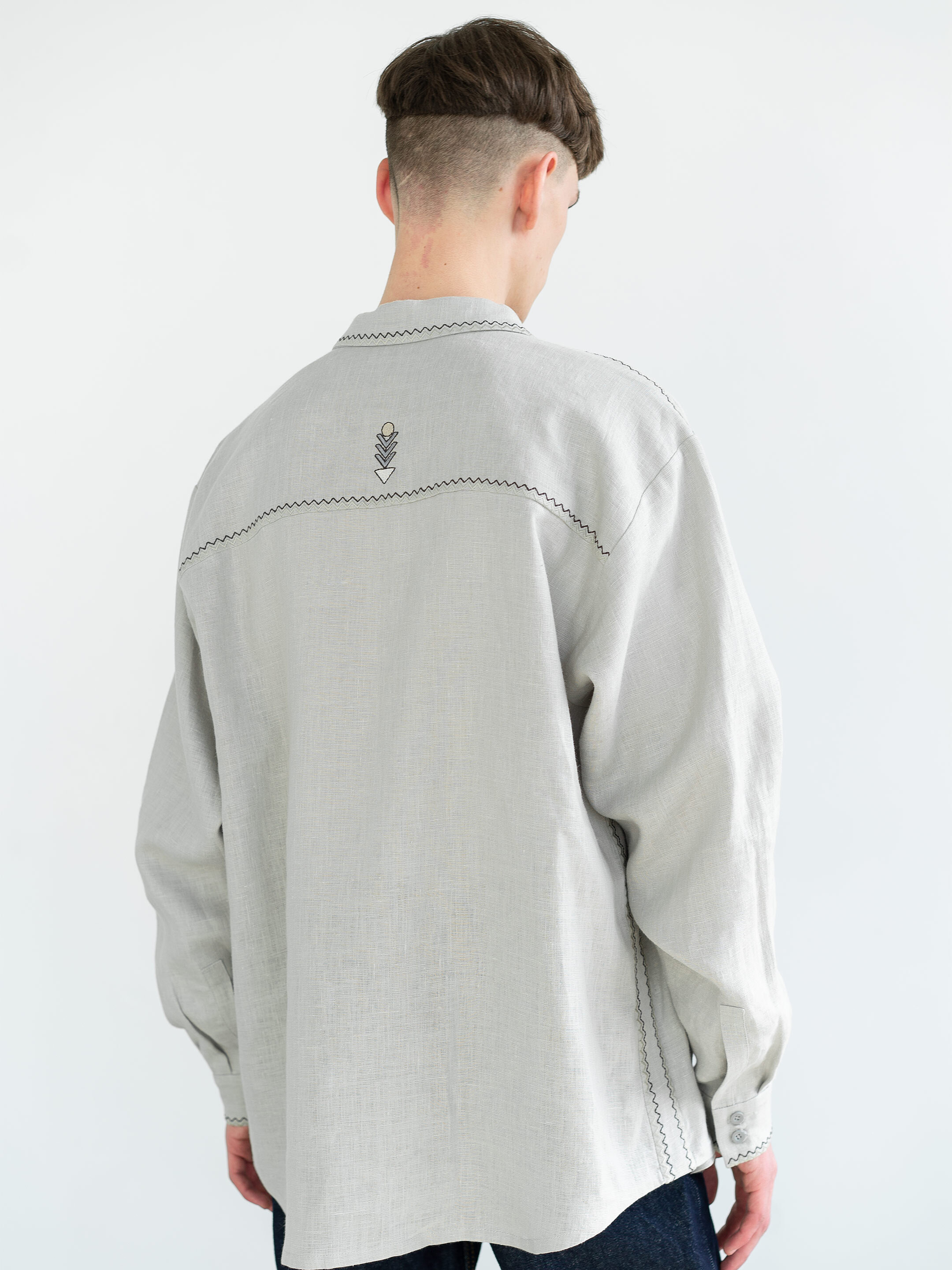 Linen button-down shirt with embroidery Pastukh in Ukraine