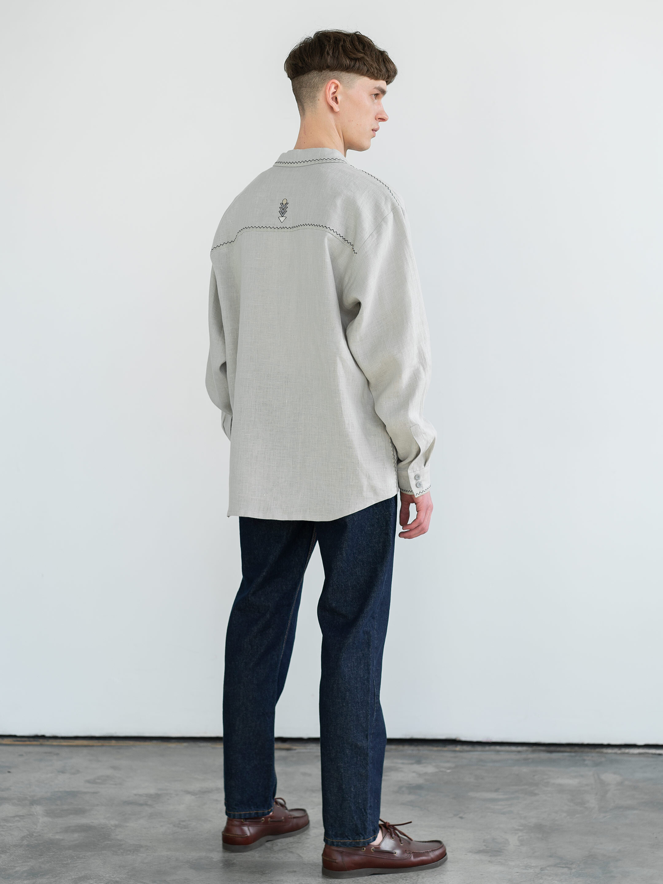 Linen button-down shirt with embroidery Pastukh sizes