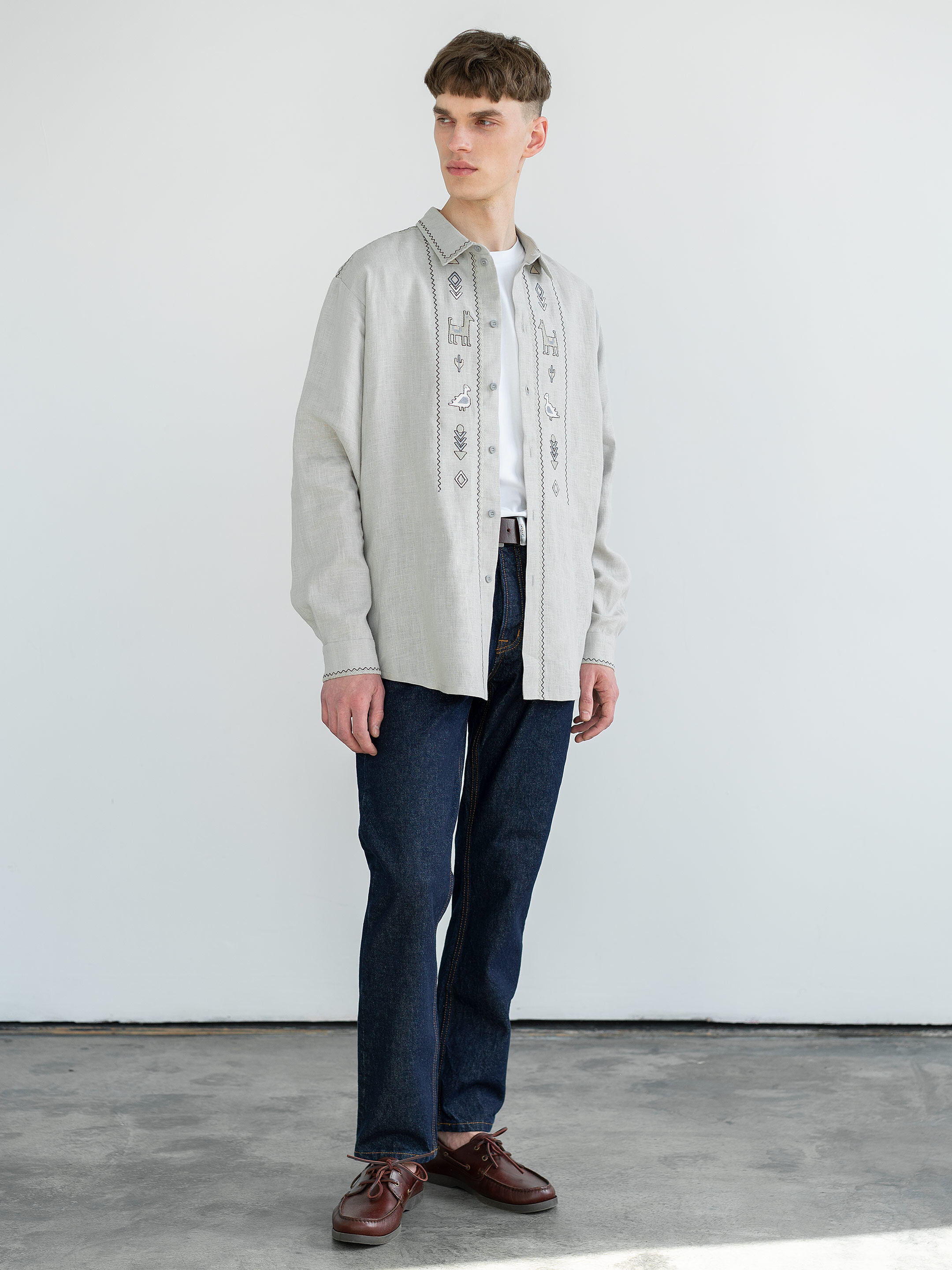 Linen button-down shirt with embroidery Pastukh cheap