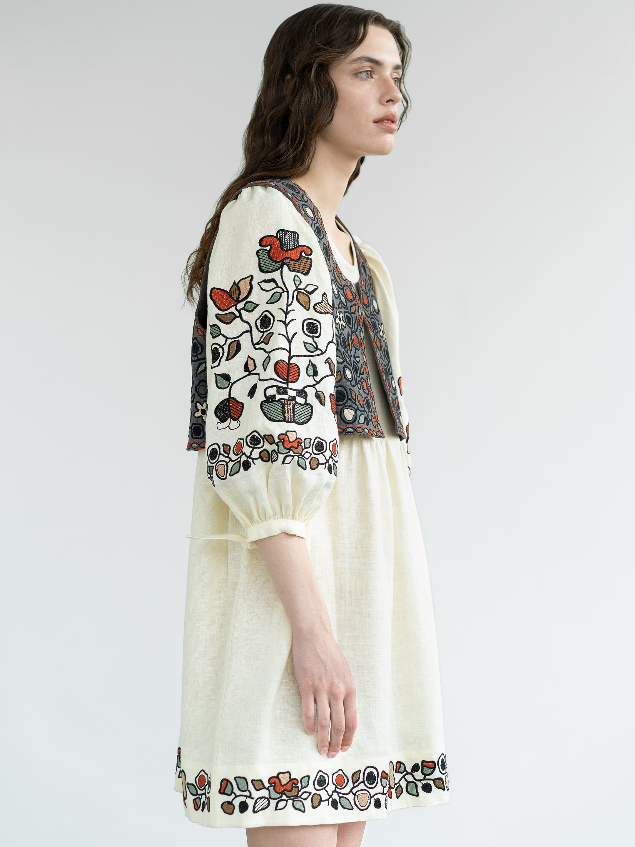 Linen vest with embroidery Zadorozhniy Jacket sizes