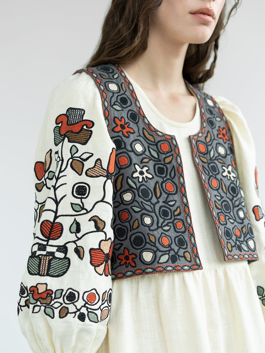 Linen vest with embroidery Zadorozhniy Jacket [0]