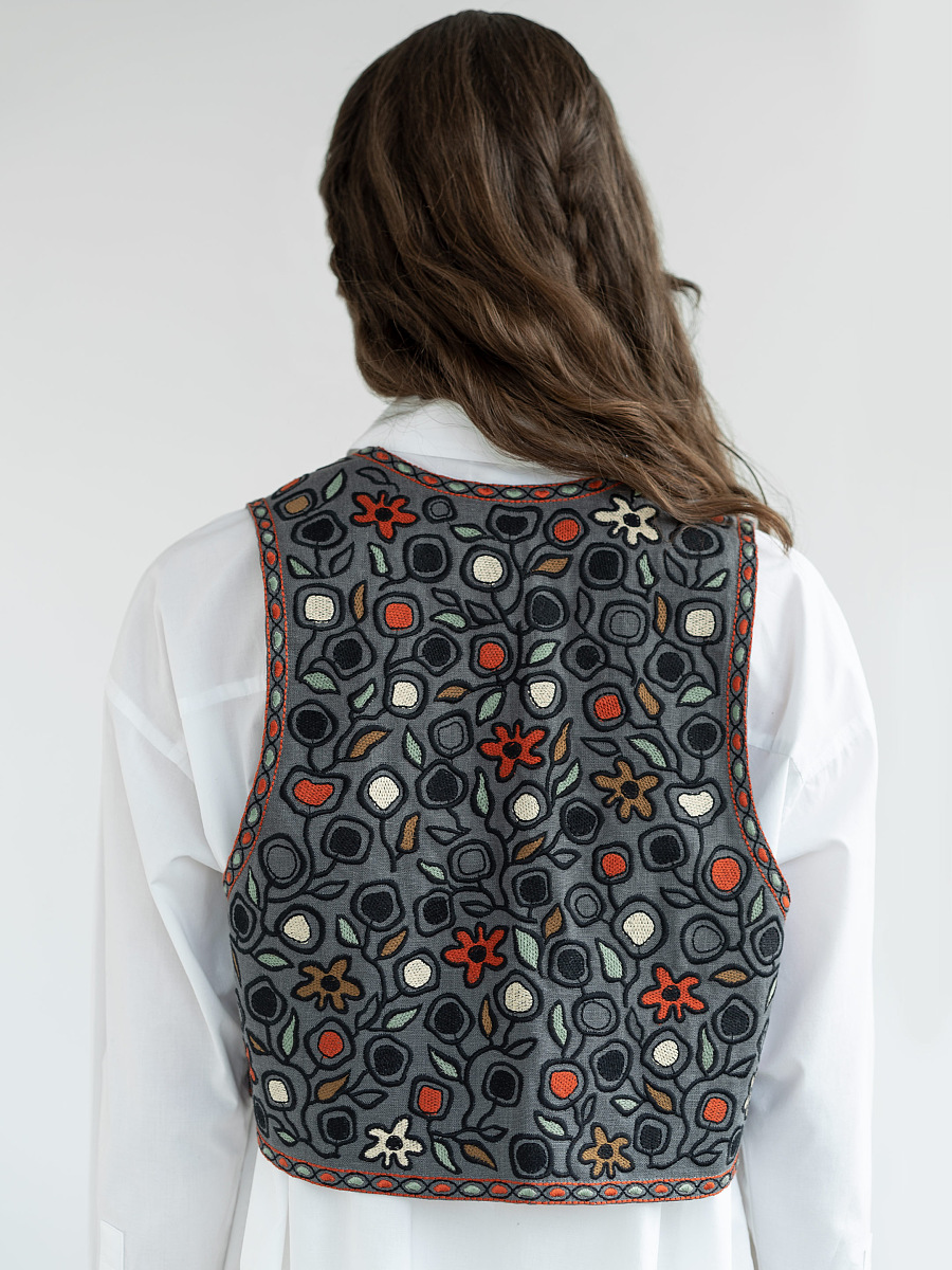 Linen vest with embroidery Zadorozhniy Jacket [0]